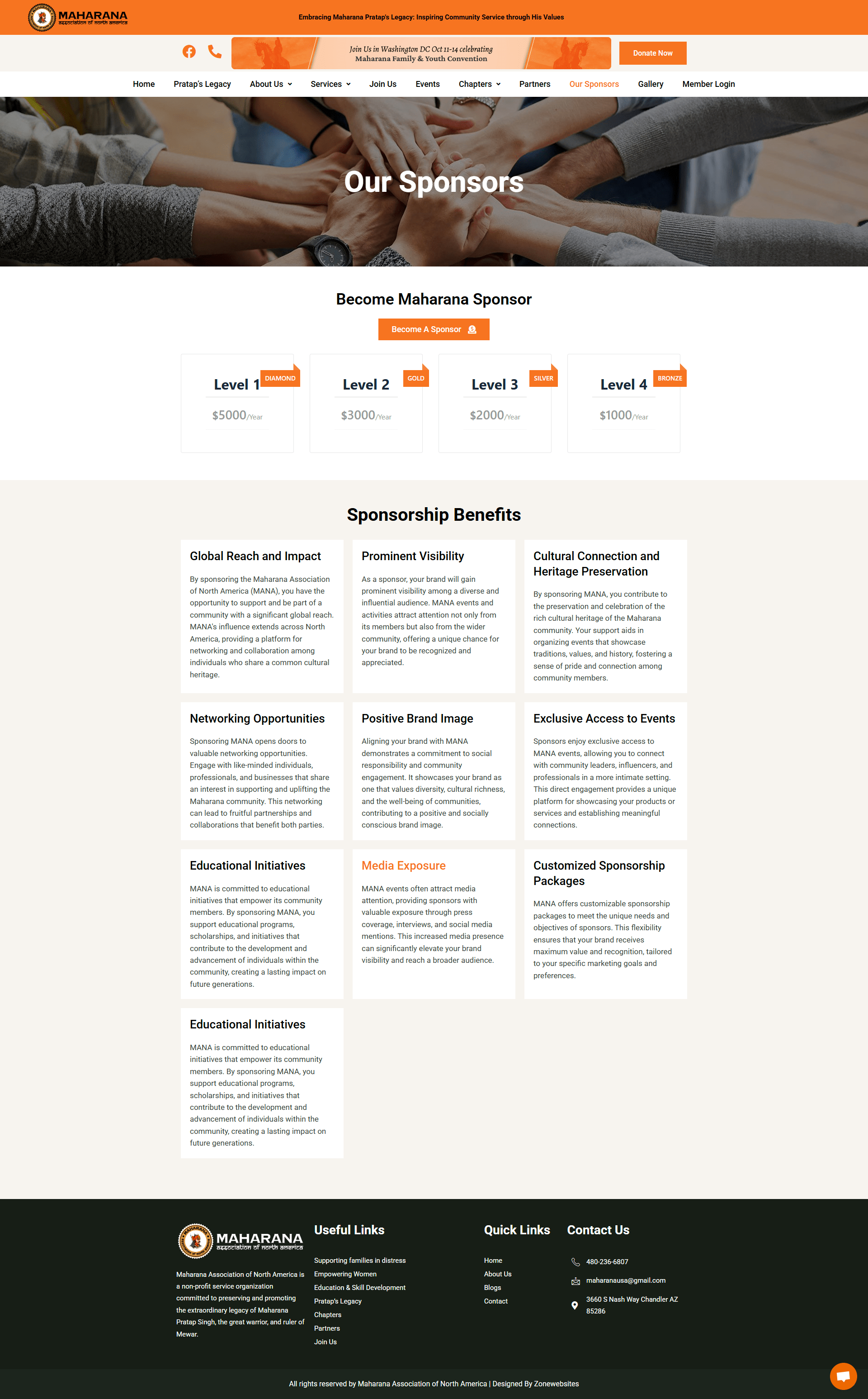 our sponsors page ui