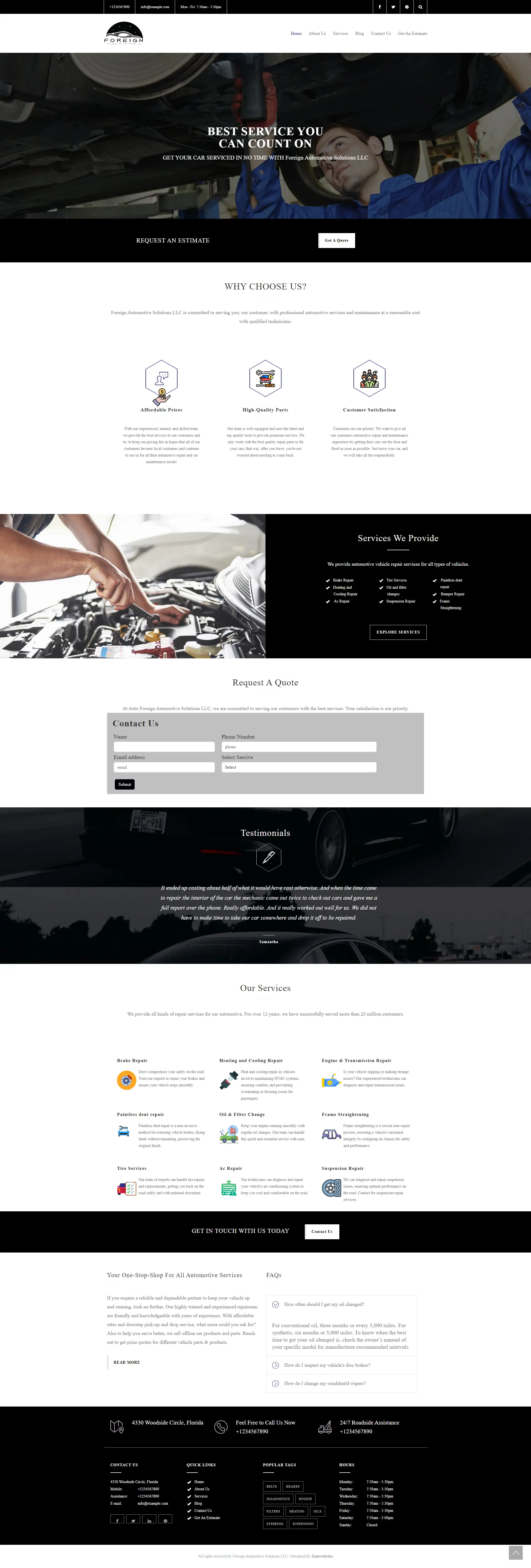 Foreign Automotive Solutions | Vehicles Maintenance Theme