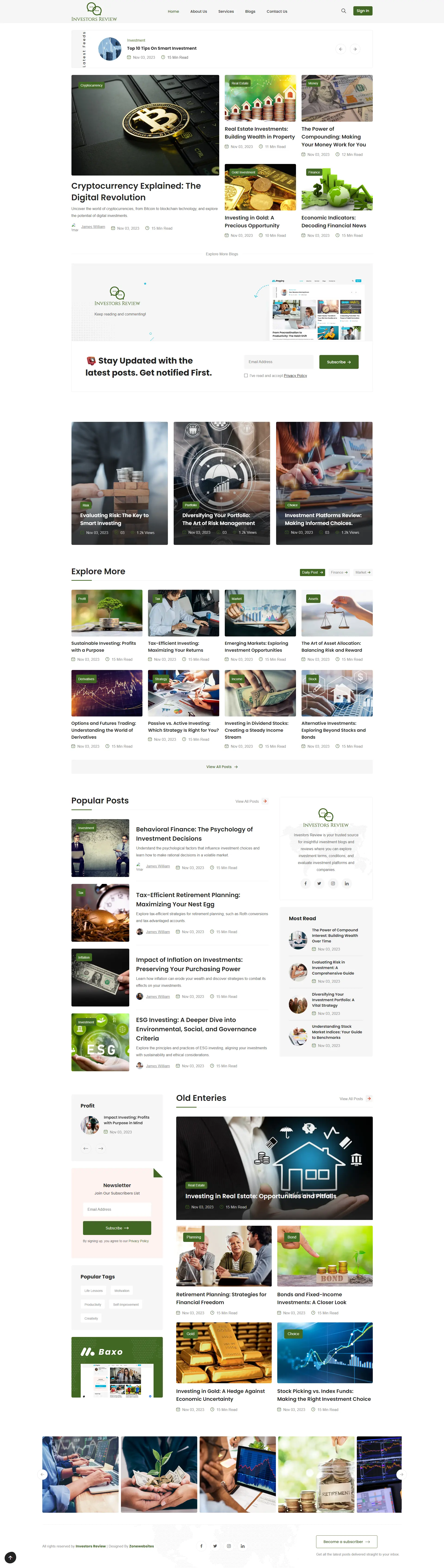 Investors Review - A Blogging Website Template for Investment