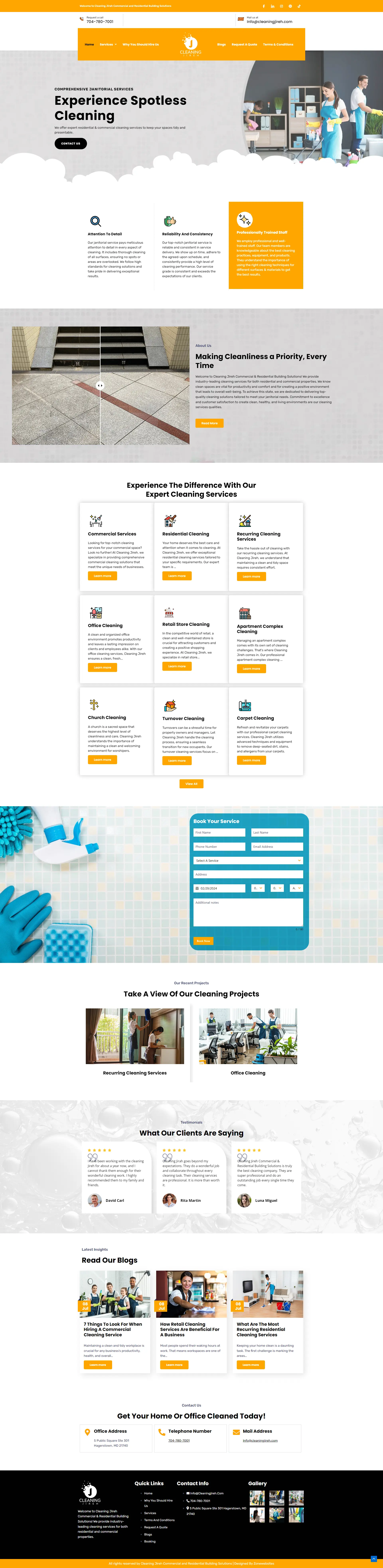 Professional Cleaning Services Website Layout