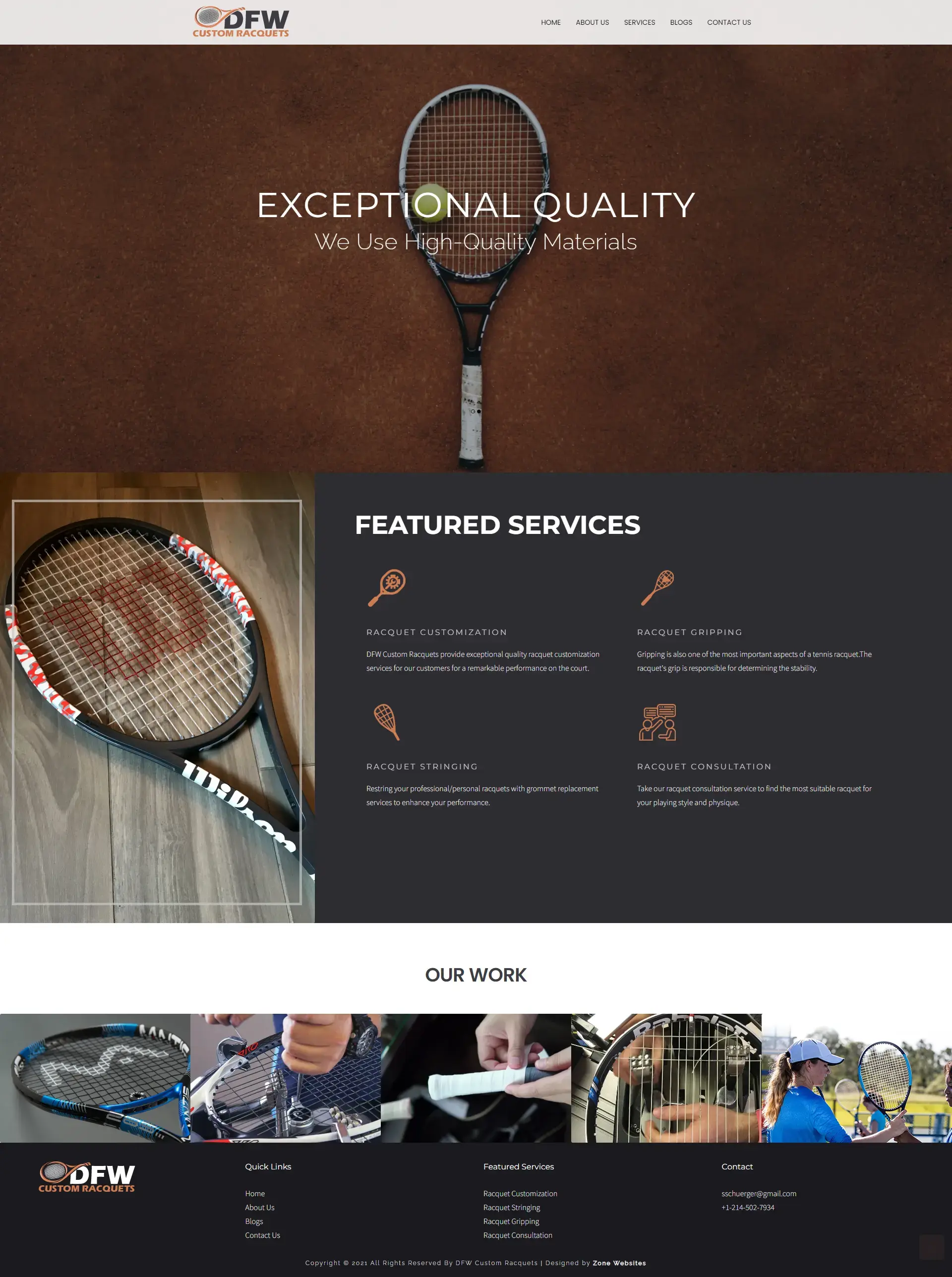 Sports Website Design | DFW Custom Racquets