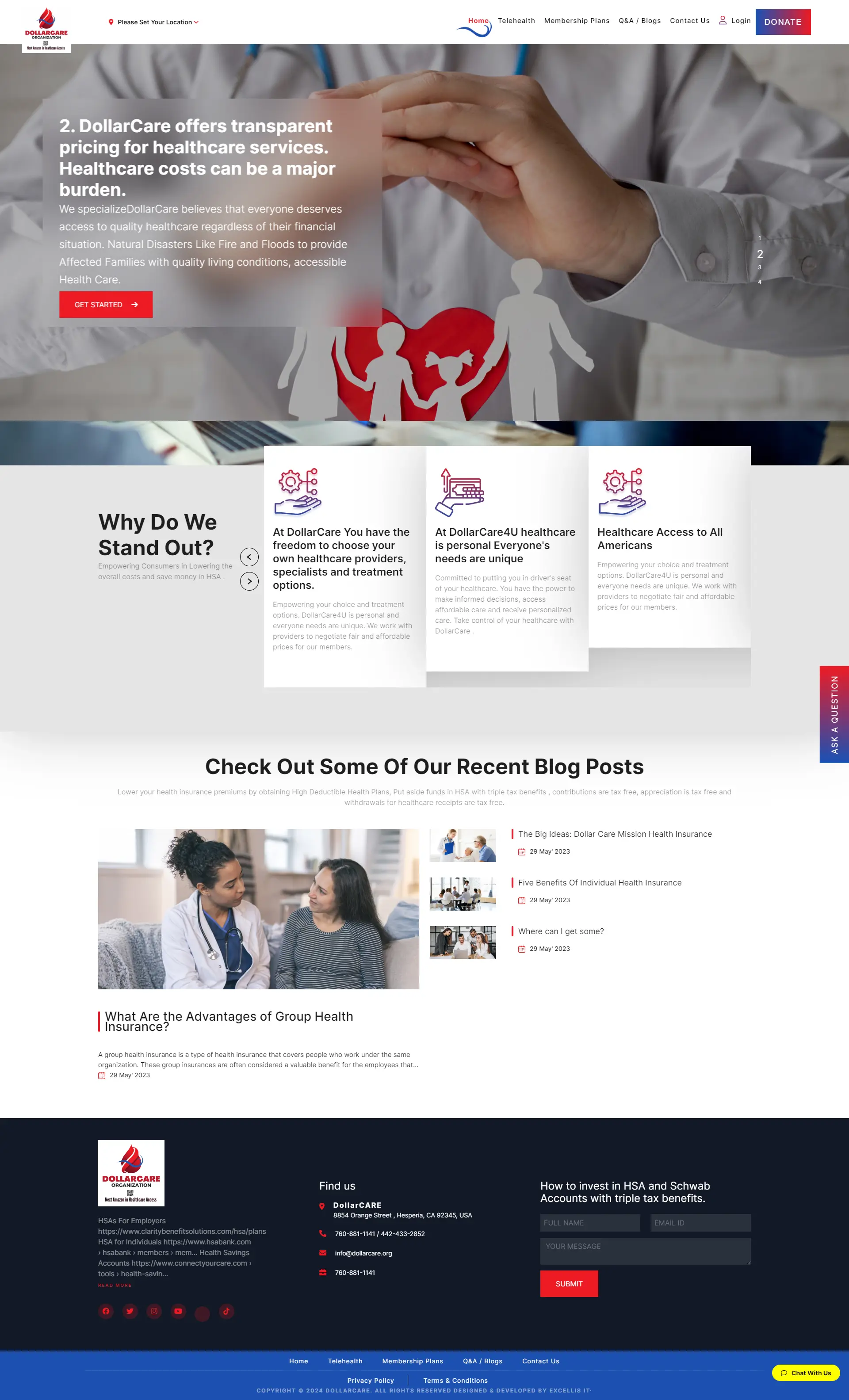 Dollar Care - Medical and Healthcare Services Website Layout