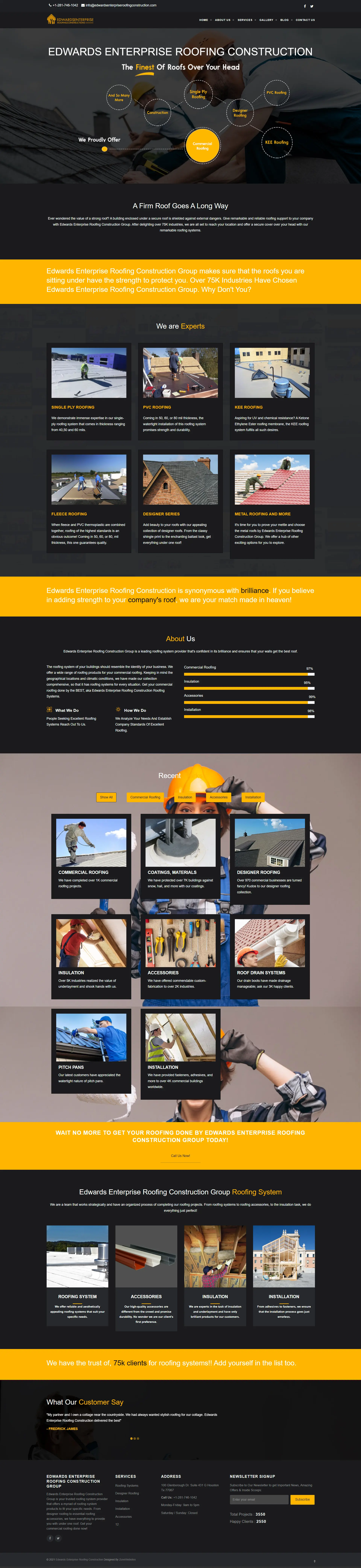 Roofing Construction Website Template | Edwards Enterprise