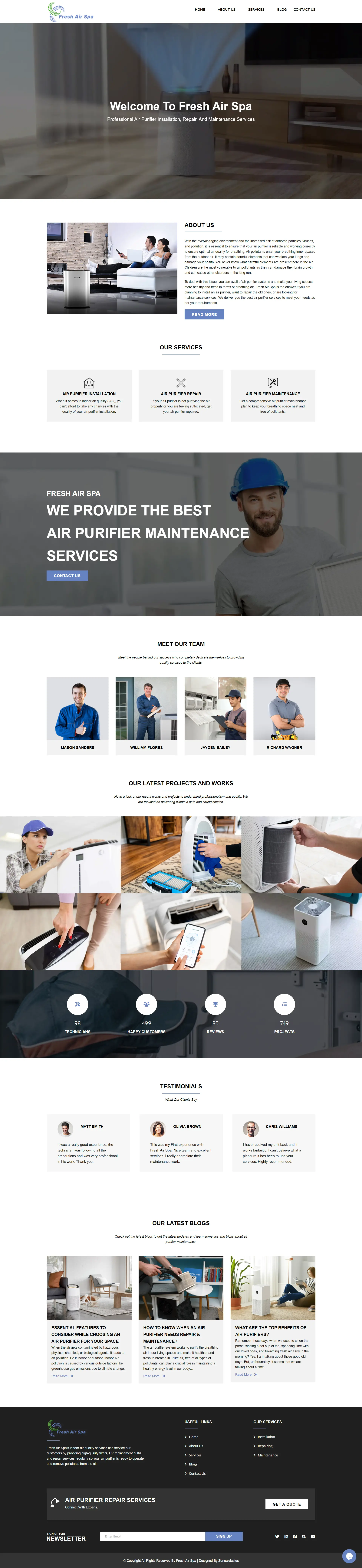 Professional Air Purifier Cleaning Services Website Theme