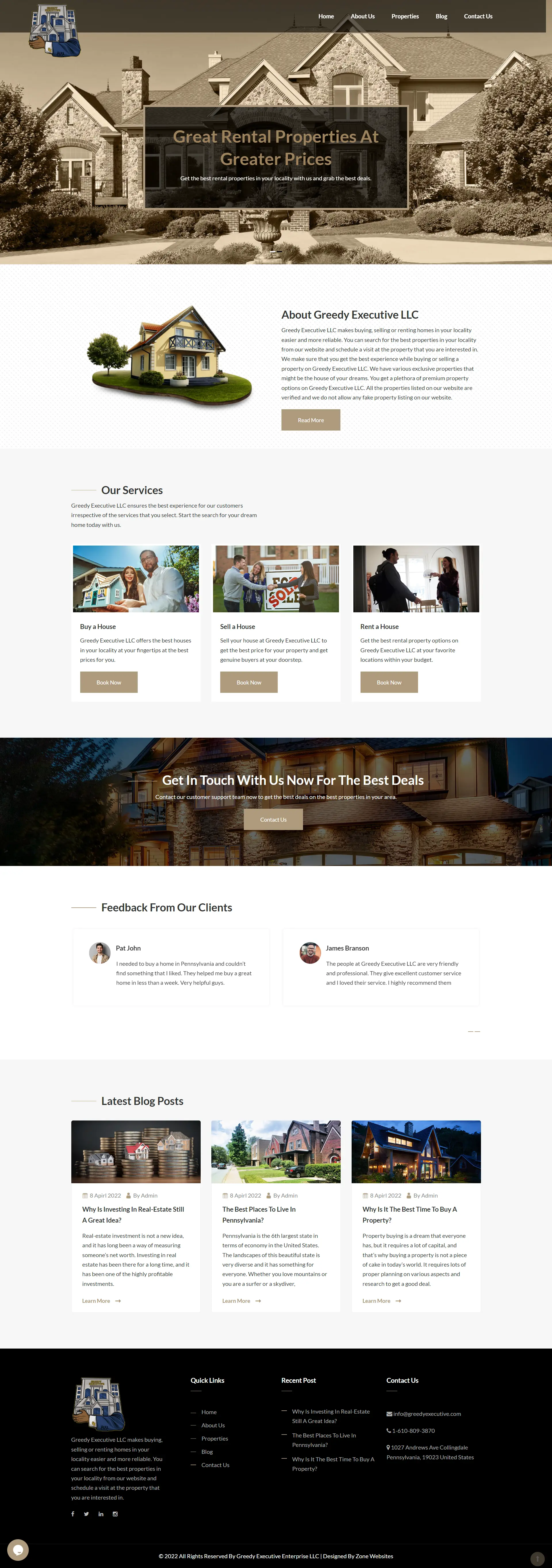 Greedy Executive - Real Estate Sale and Rental Website Layout