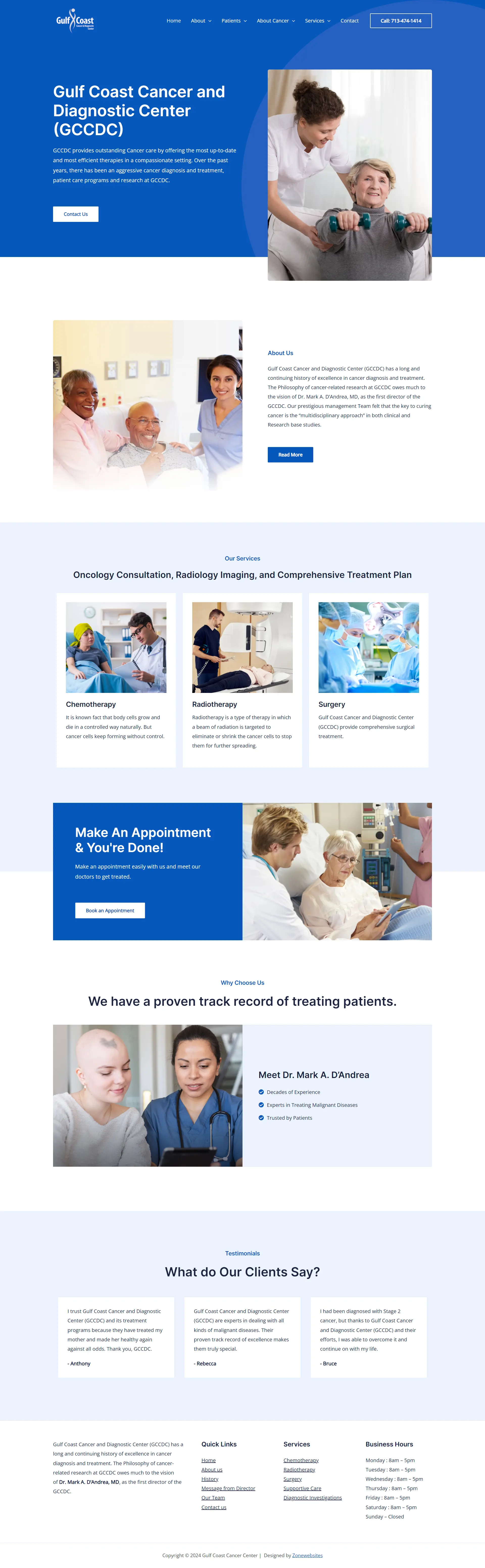 Cancer Diagnosis & Treatment Services Website Template