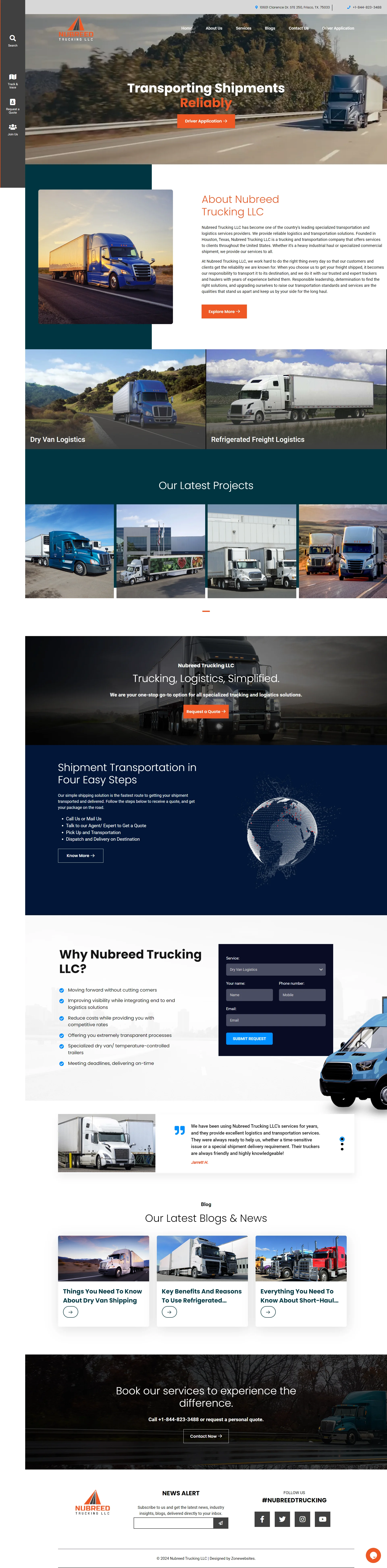 Nubreed Trucking LLC | Trucking and Transportation Website Design