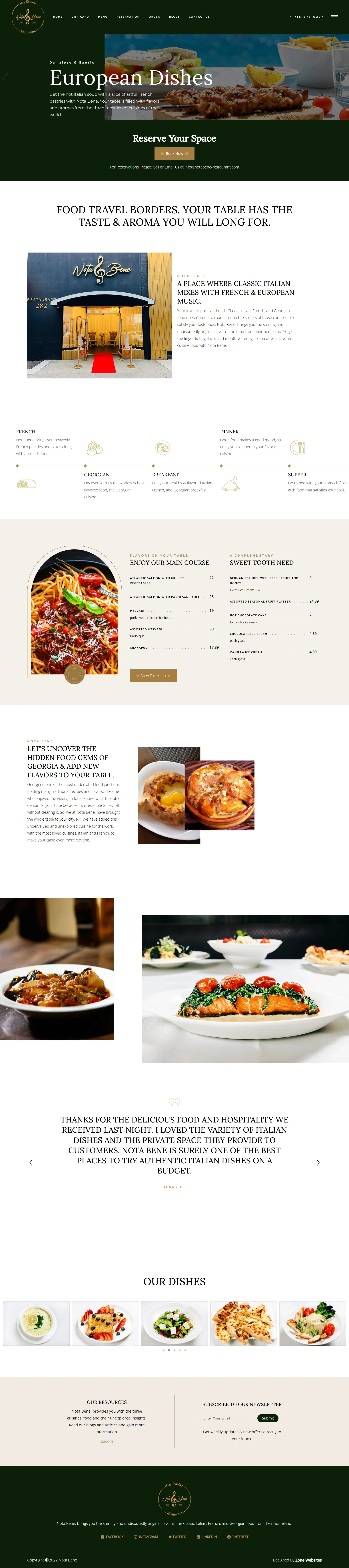 Nota Bene | Cuisine Food Restaurant Website Template