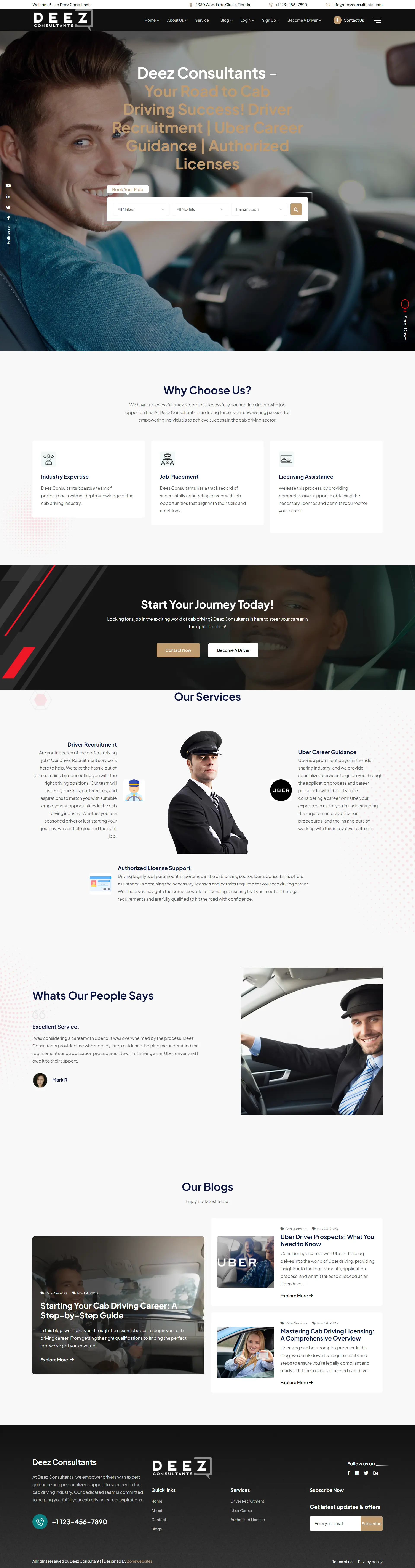 Deez | Cab Driving Sector Website Layout