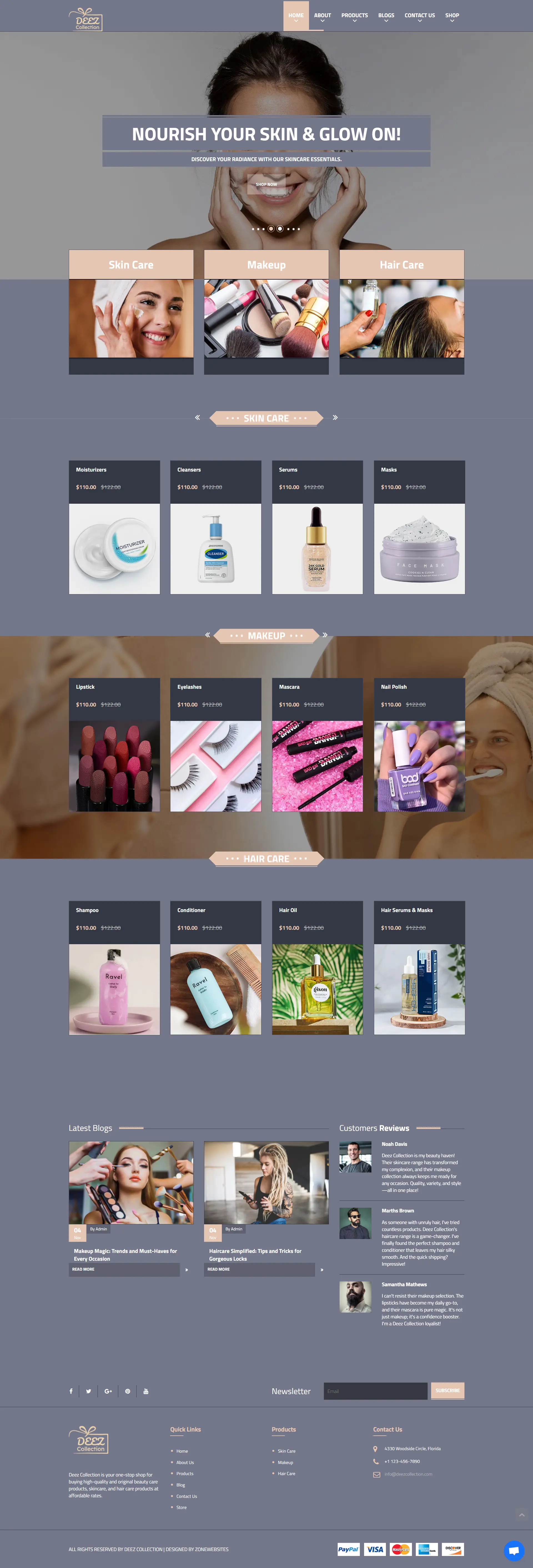 Deez - Modern Website Layout for Beauty Products