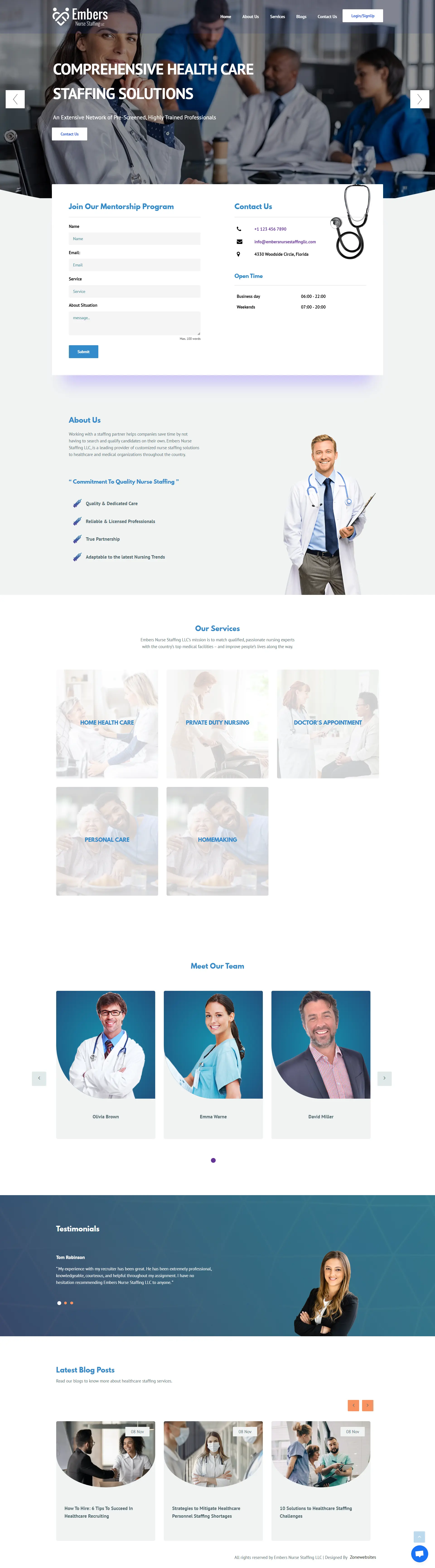 Healthcare Staffing Services Website Layout