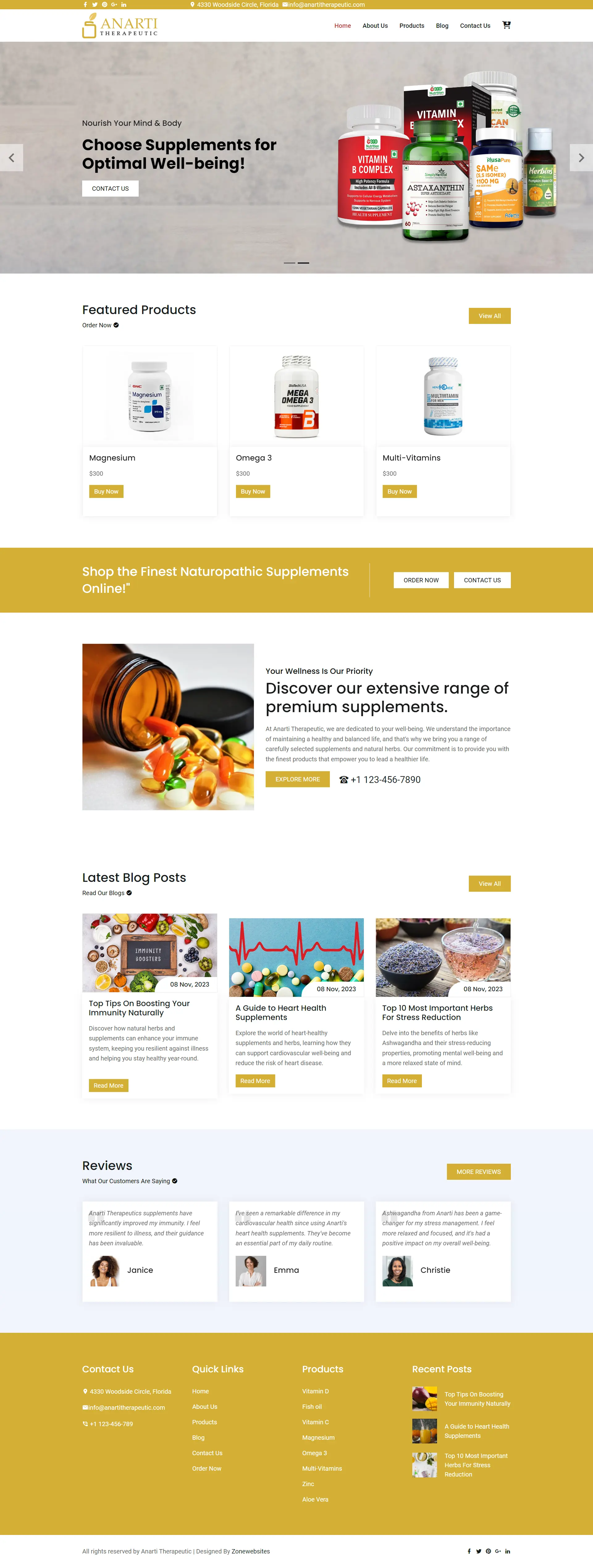 Premium-Quality Health Supplements Website Design
