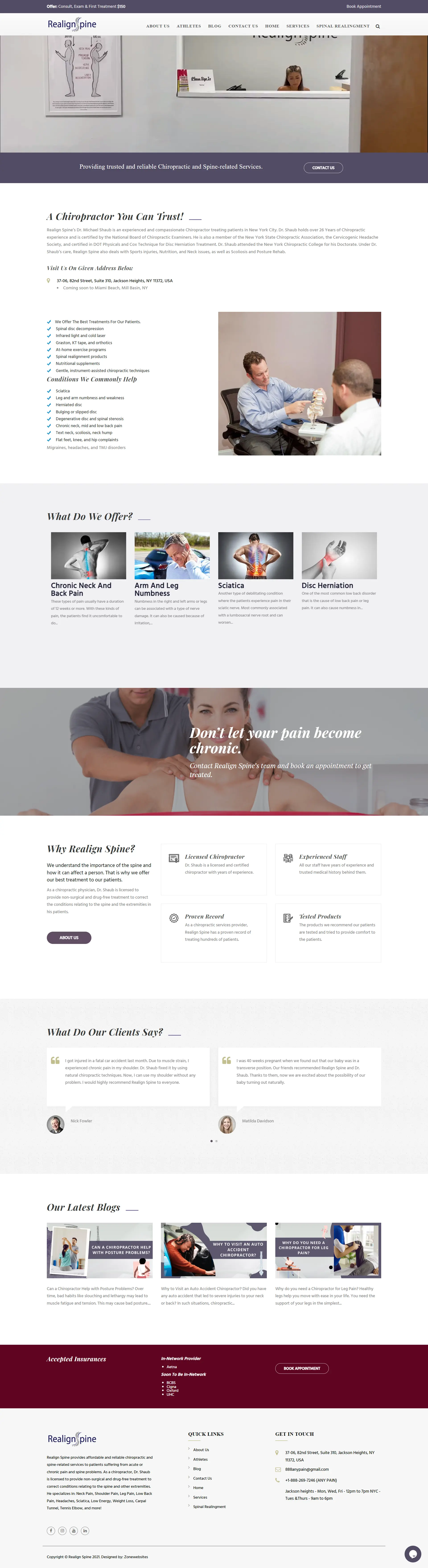 Spine & Chiropractic Care and Service Website Layout