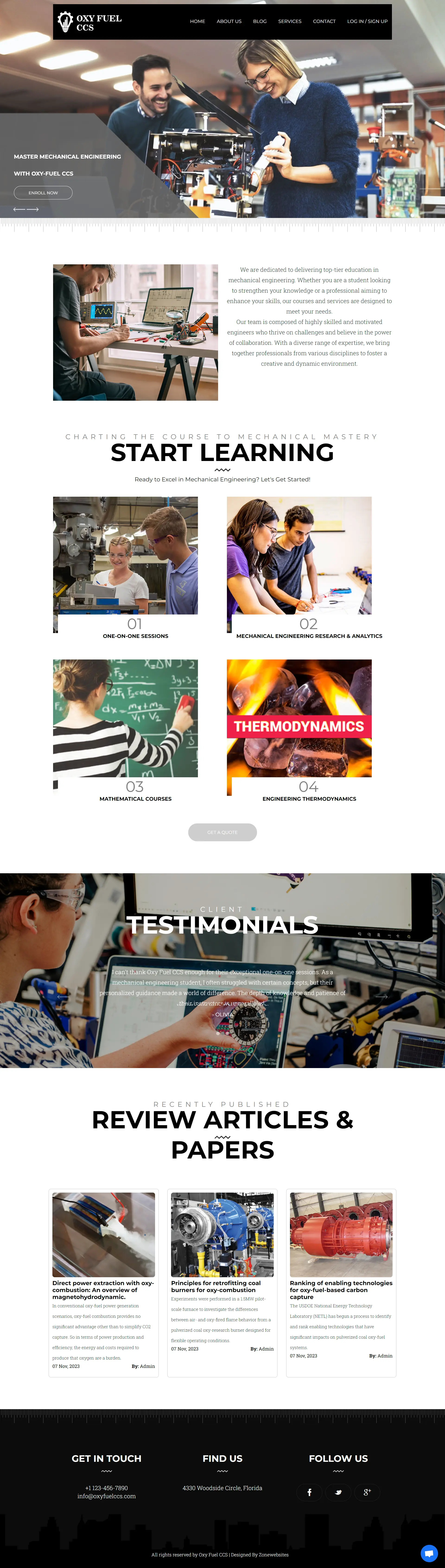 Education Courses and Services Website Layout