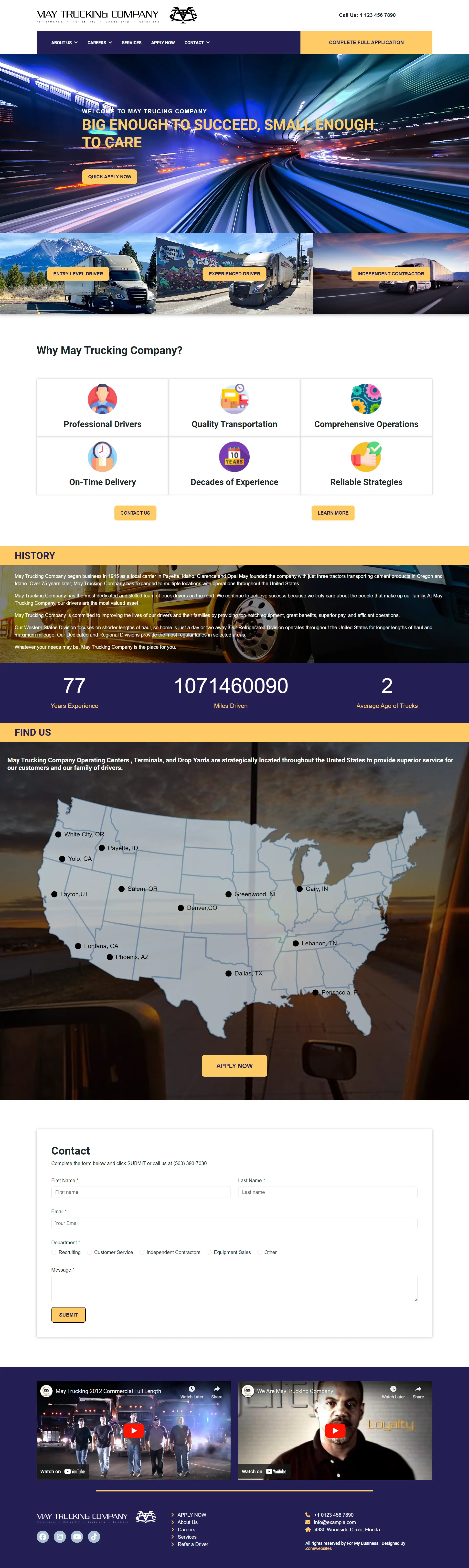 Trucking Company Website Theme for Online Presence