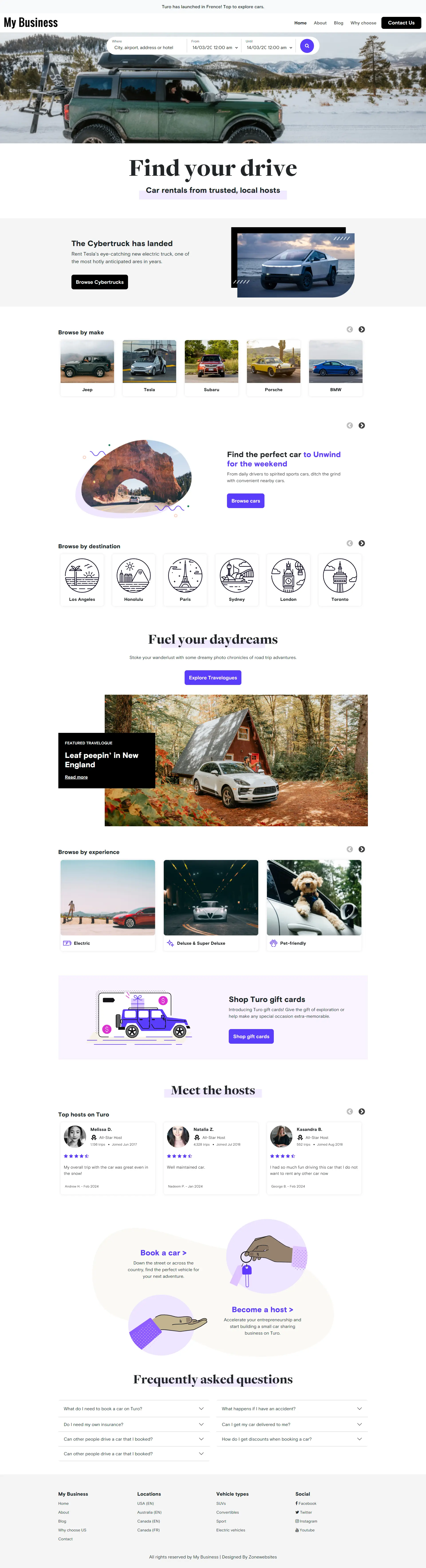 Taxi Booking, Transportation & Car Rental Website Layout