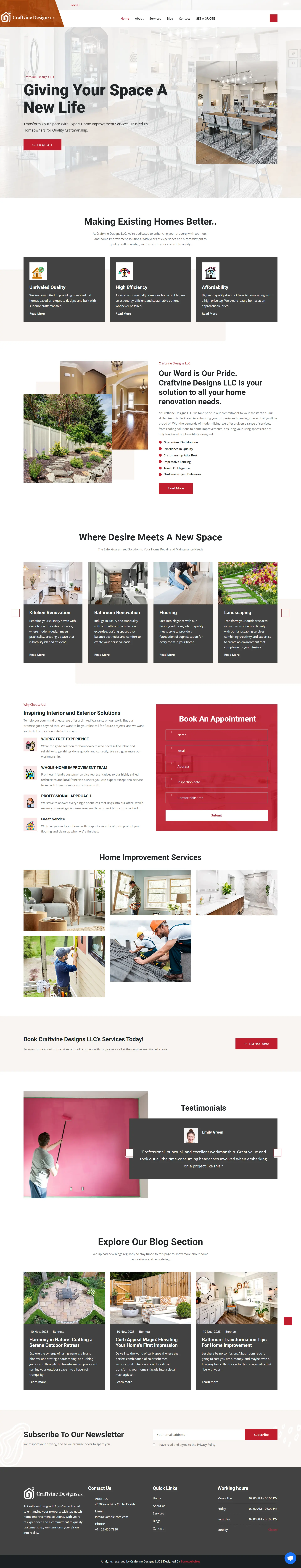 Professional Home Improvement Services Website Layout