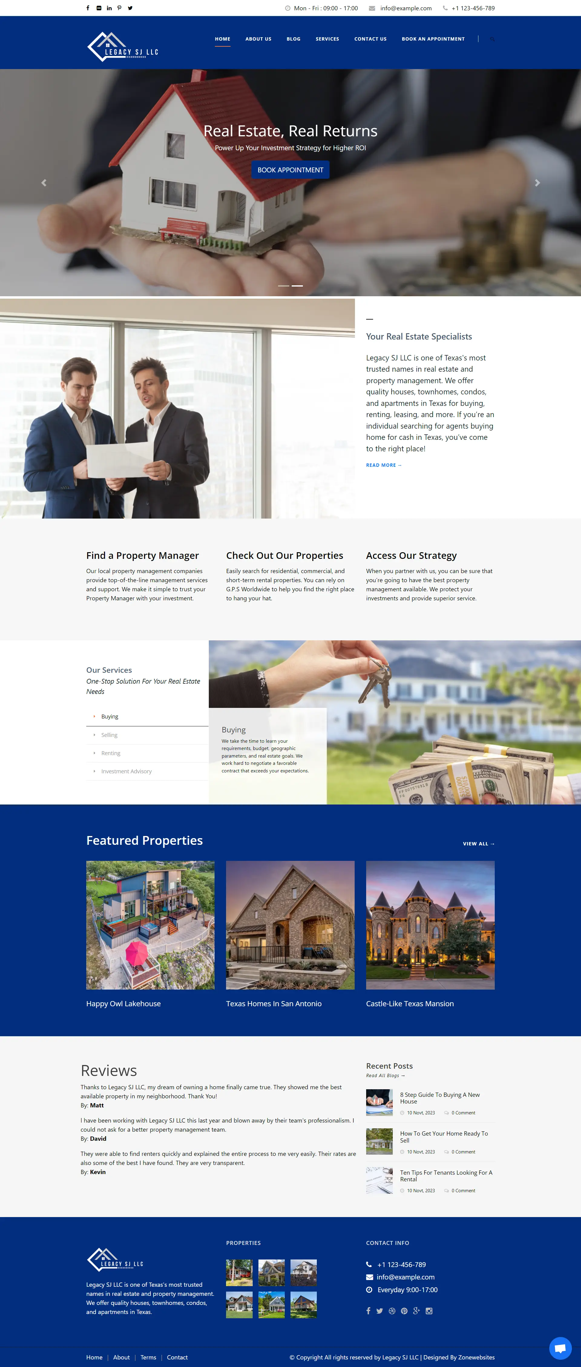 Real Estate and Property Management Website Layout