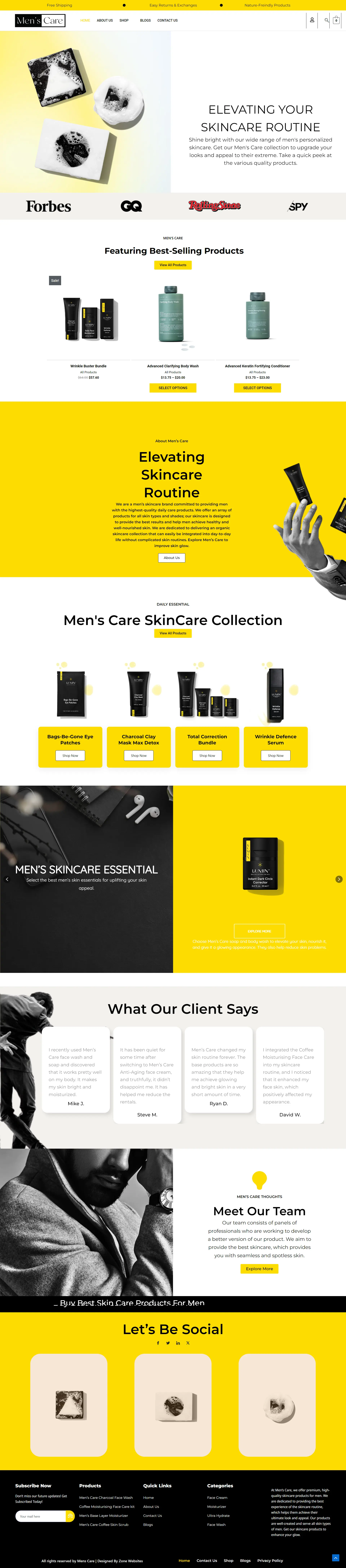 Website Theme for Men’s Skincare and Beauty Products