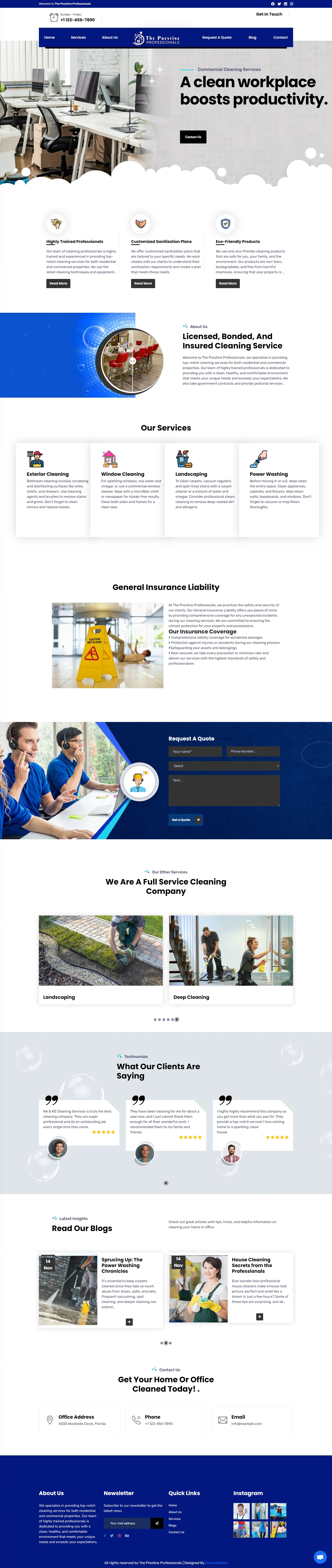 Modern Website Layout for House and Office Cleaning Services