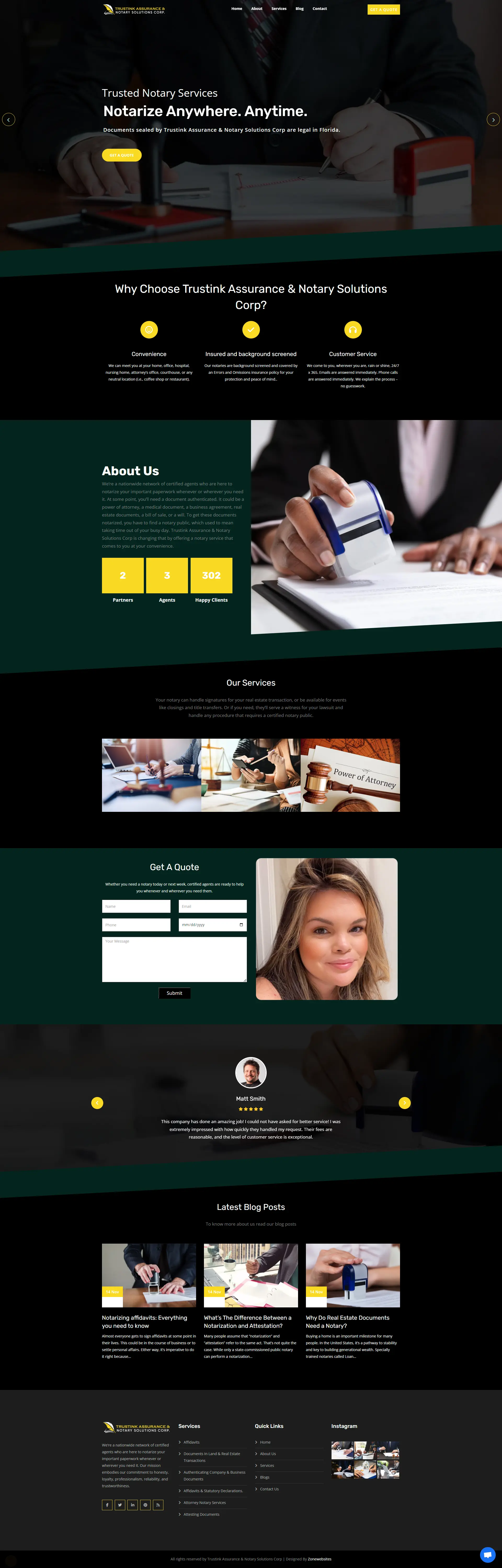 Website Layout for Notary Public and Legal Service