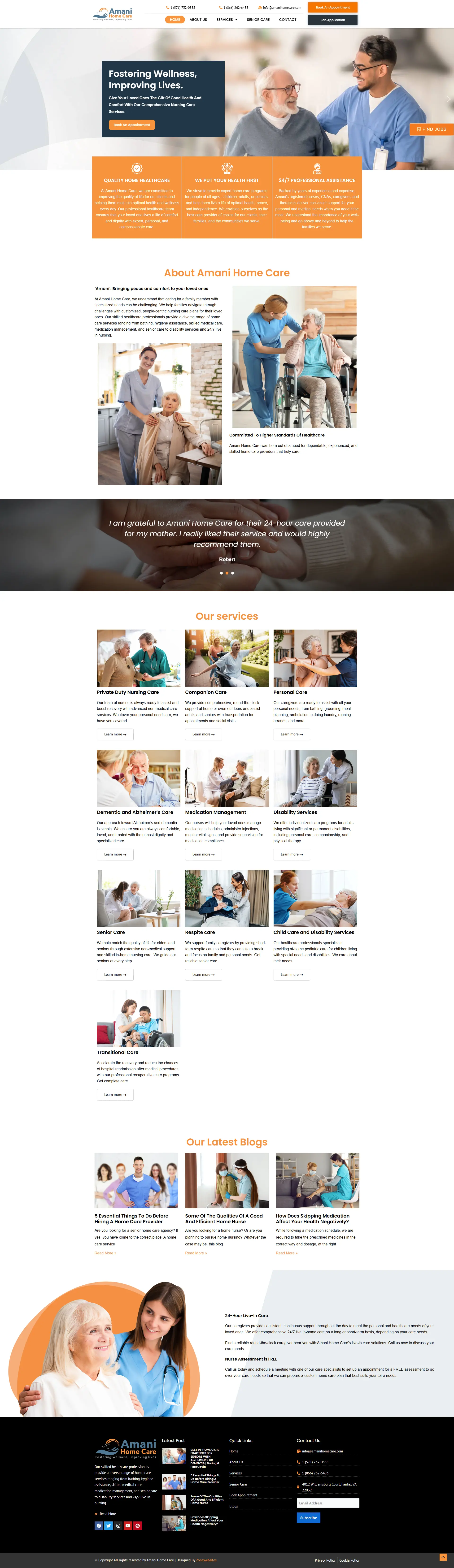 Professional Home Care Service Providers Website Layout