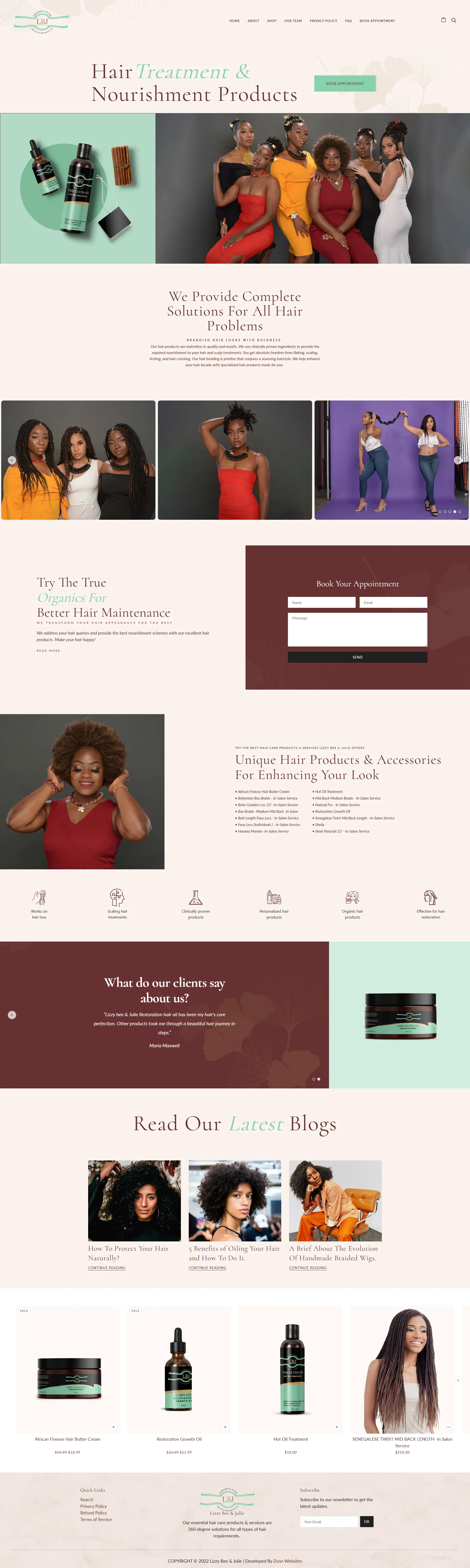 Stunning Hair Products E-Commerce Website Layout