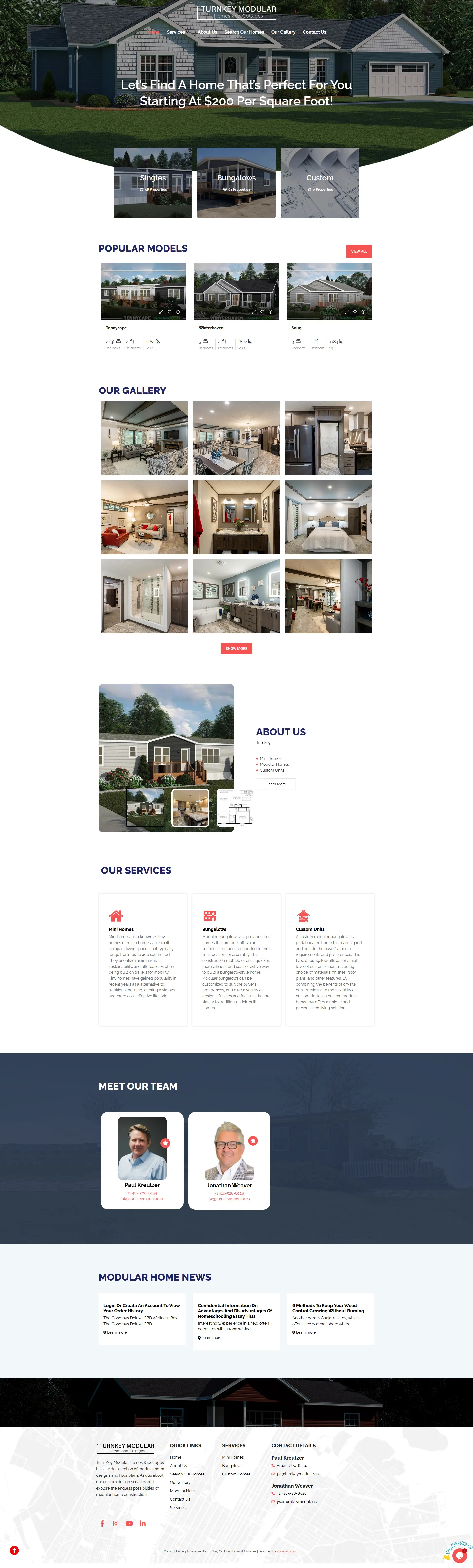 Unique Website Layout for Custom Home Design Services