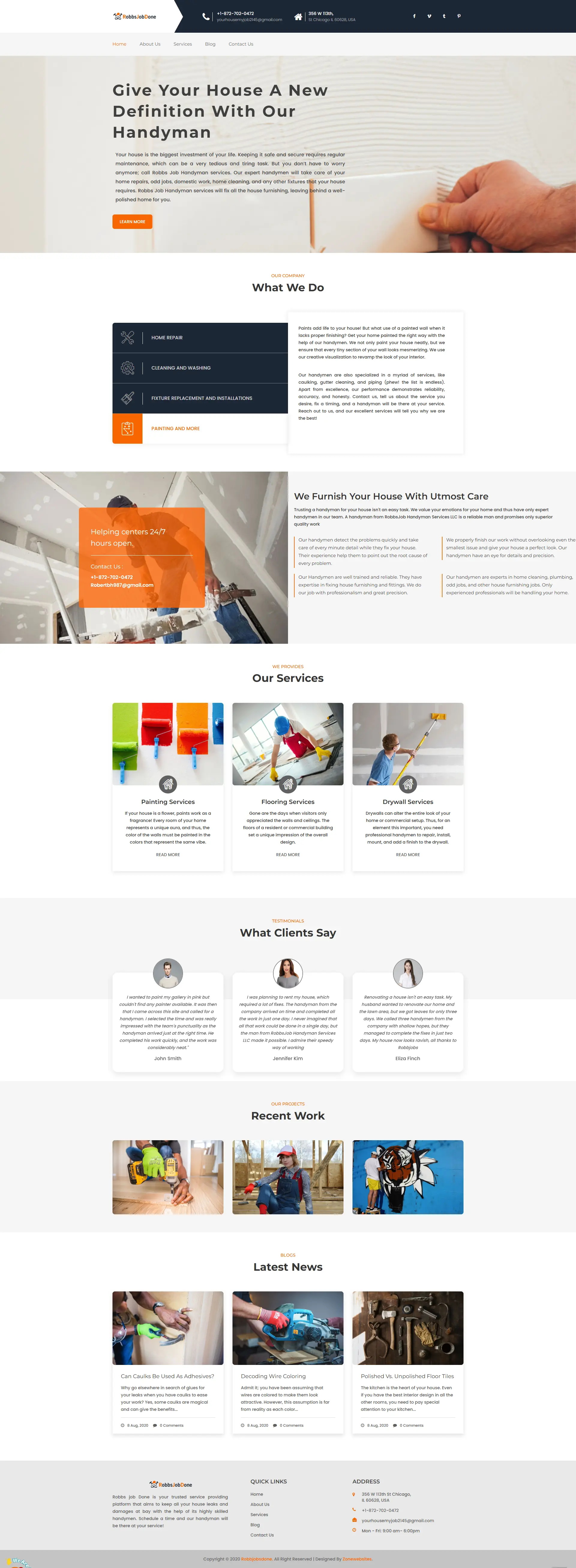 Handyman and Home Repair Services Website Theme