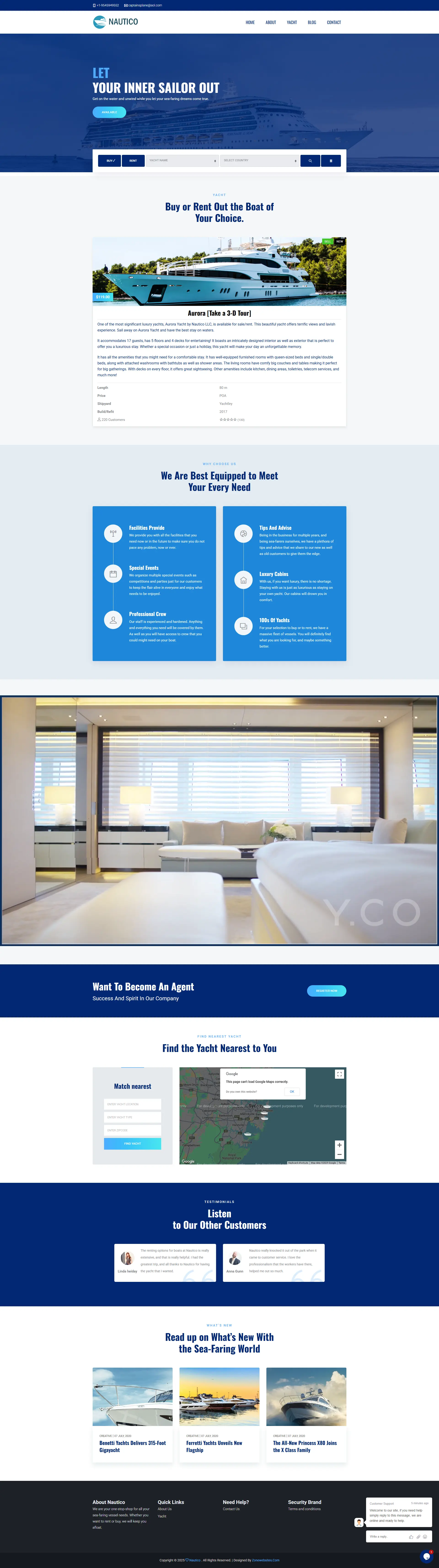 Modern Website Template for Yacht and Boat Rental Service